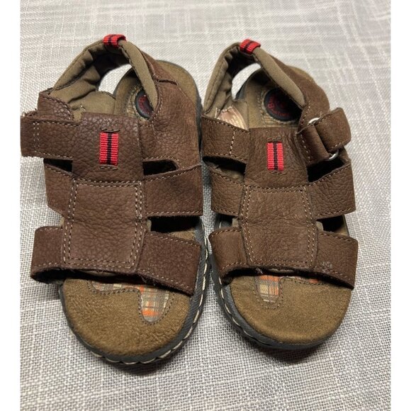 Buster Brown Kids Leather Fisherman Sandals Brown Toe Zone Size 9 - Picture 1 of 5